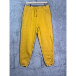 Old Navy Bright Yellow Thick Band Sweat Pants Cuffed Ankles Pockets Size Medium